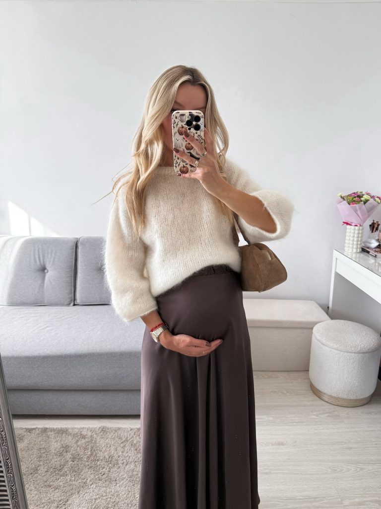 sachin and babi light blue dress Autumn Winter Maternity Basic Dress, Slim Stretch Sweater Dress for Pregnant Women, Long Sleeve Oneck Inner Dress - Red M main image 1