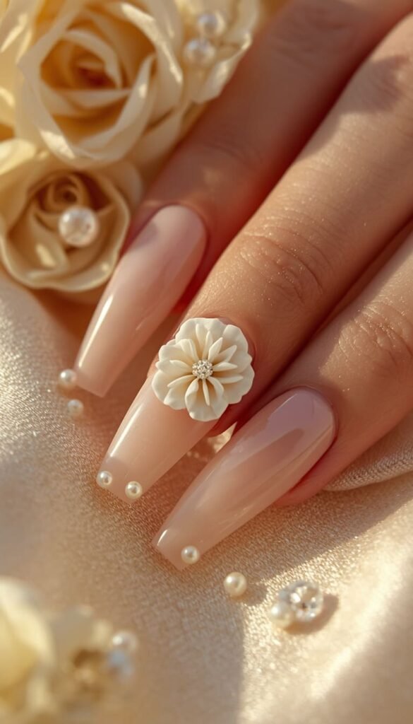3D Single Bloom Almond Nails