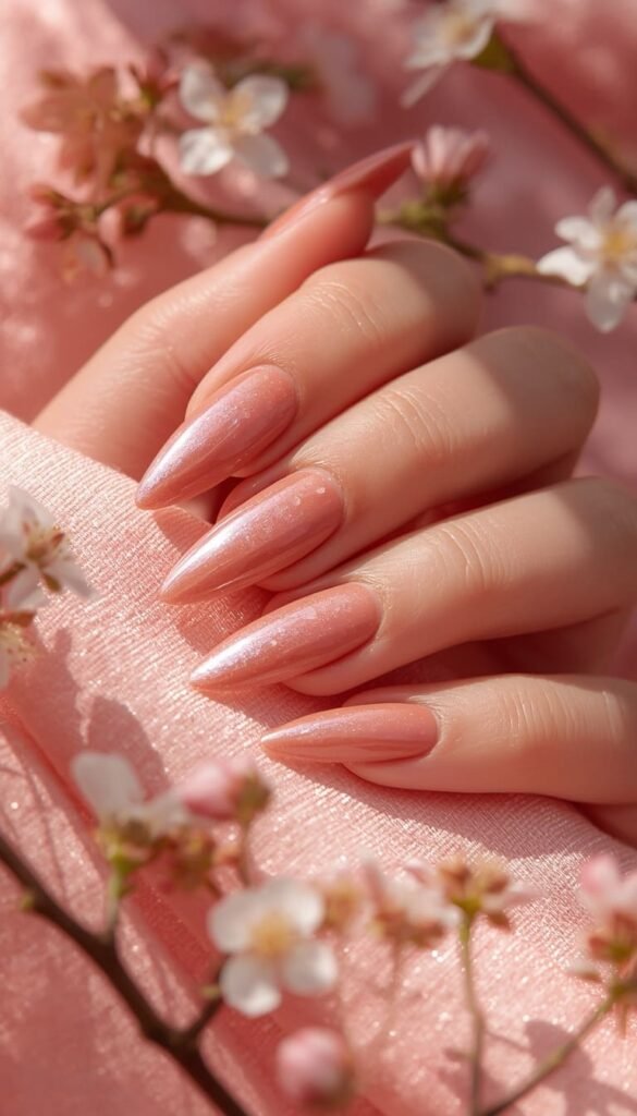 Almond Shaped Pink Nails