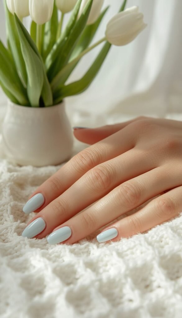 Baby Blue Squoval Nails