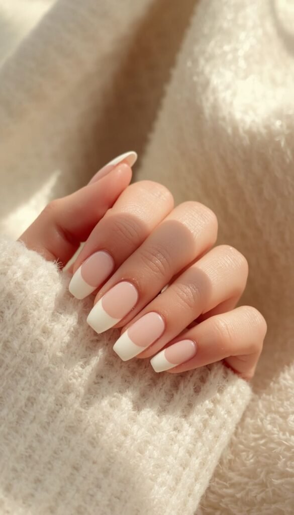 Bone White Diffused French Tips Quiet Luxury at Its Peak