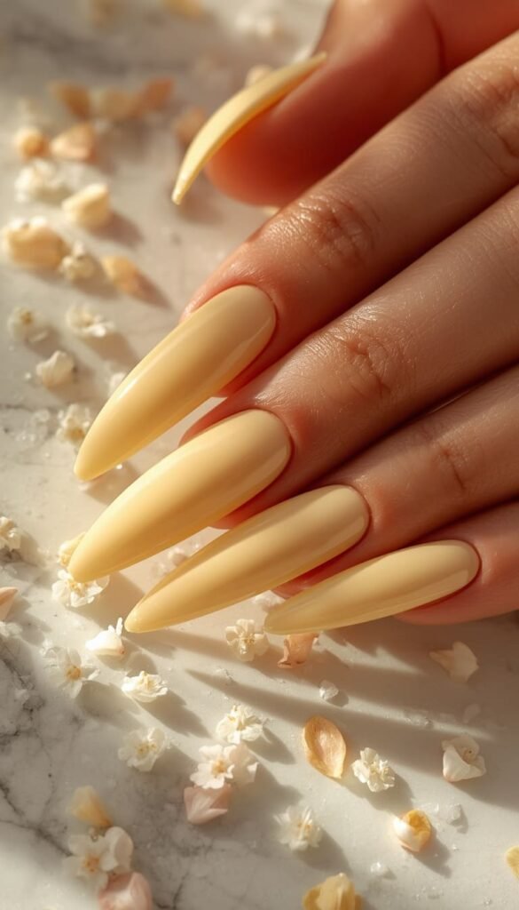 Butter Yellow Almond Nails