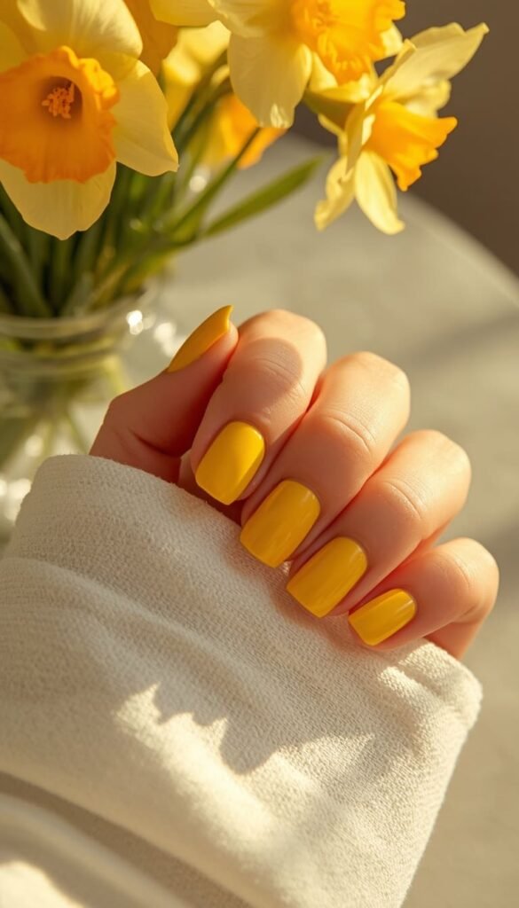Butter Yellow Solid Square Nails
