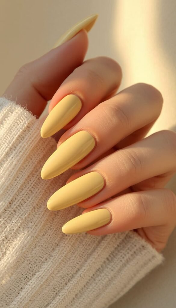 Butter Yellow on Short Almond The Shape That Changes Everything