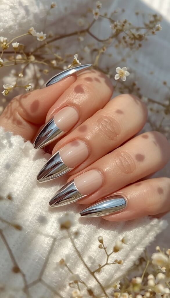Chrome French Tip Nails The Minimalist's Dream Mani
