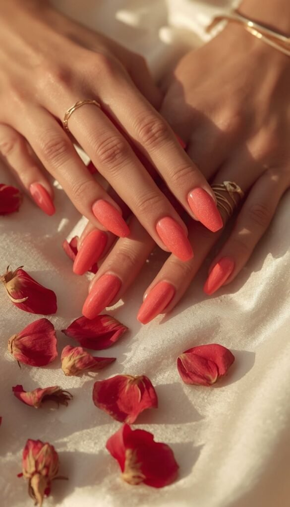 Classic Coral Gel Nails for Everyday Elegance