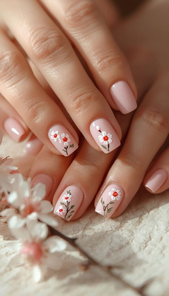 Floral Pink Nail Art