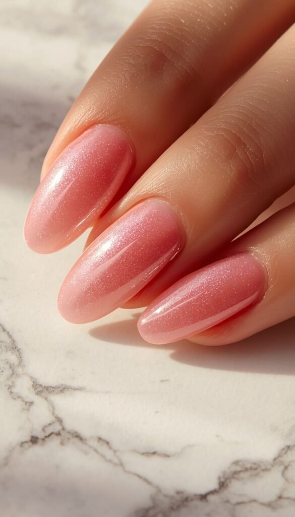 Glazed Lip Gloss Pink Nails