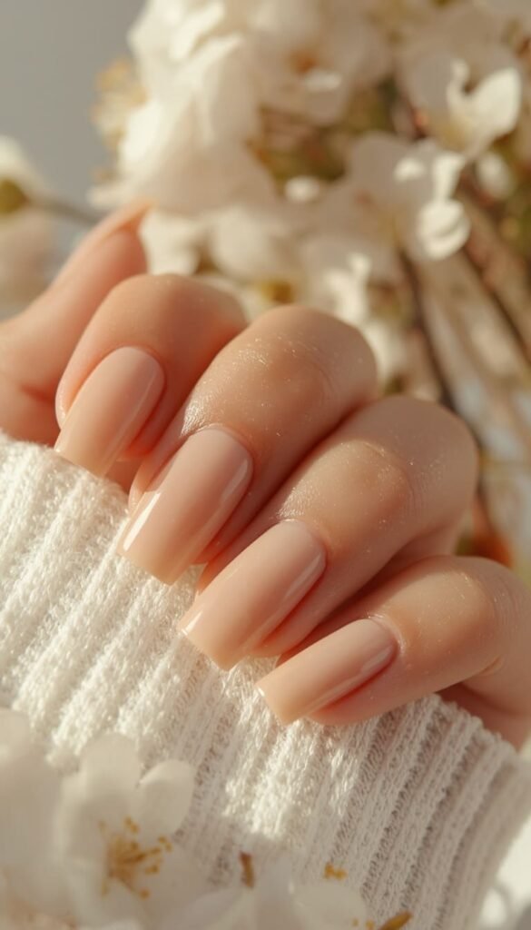Glazed Nude Square Nails