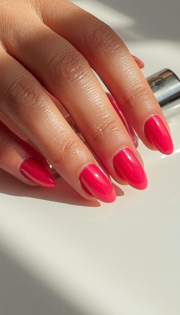 Hot Pink Gel Nails That Last Two Weeks Without Chipping