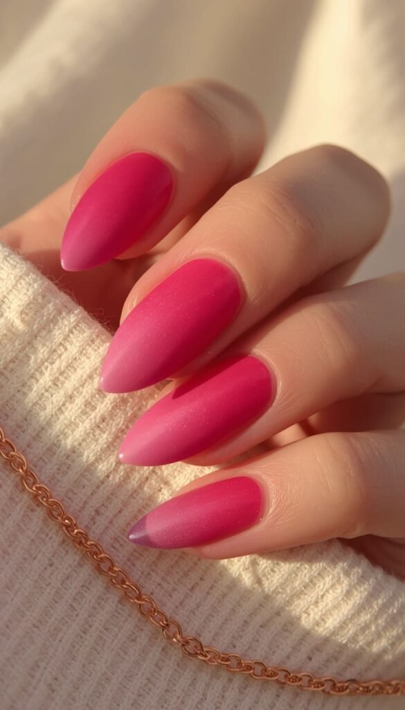 Hot Pink Ombré Nails From Blush to Full Fuchsia