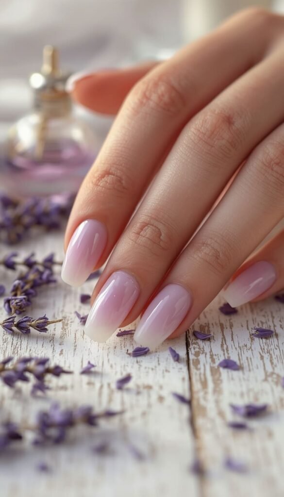 Lavender Ombre Short Nails