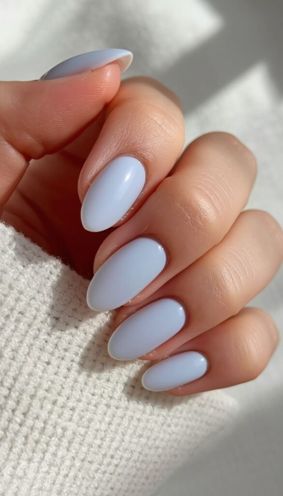 Milky Blue Squoval Clean, Cool and Dangerously Wearable