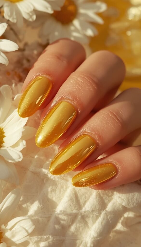Pastel Chrome Nails in Butter Yellow Spring's Breakout Shade