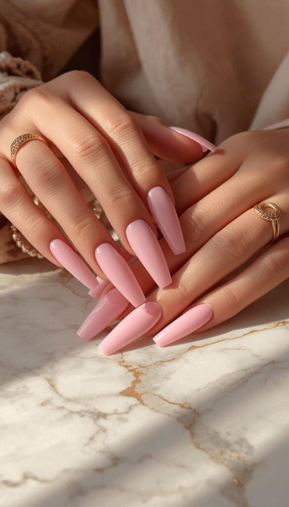 Pastel Pink Acrylic Nails