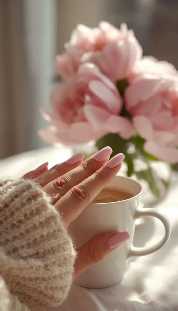 Pastel Pink Square Gel Nails
