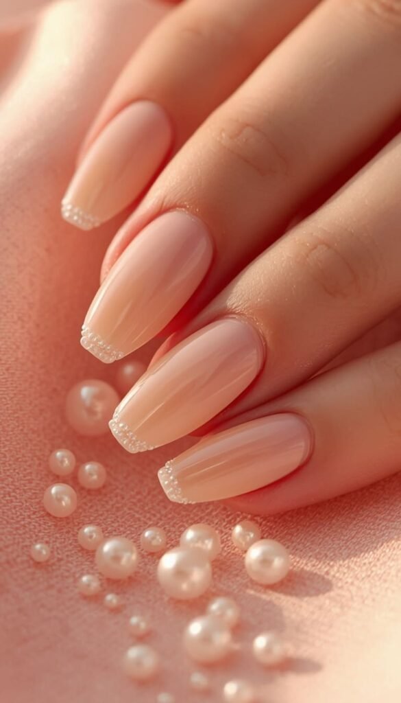 Peach Sheer with Pearl Accents