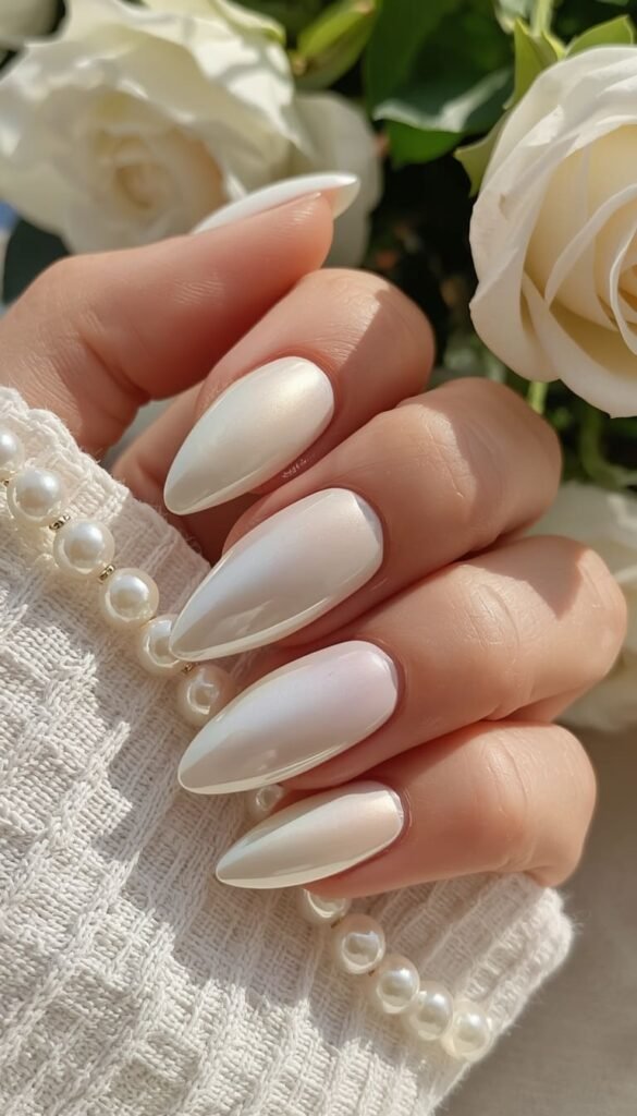 Pearl Chrome Nails Soft, Milky and Utterly Elegant