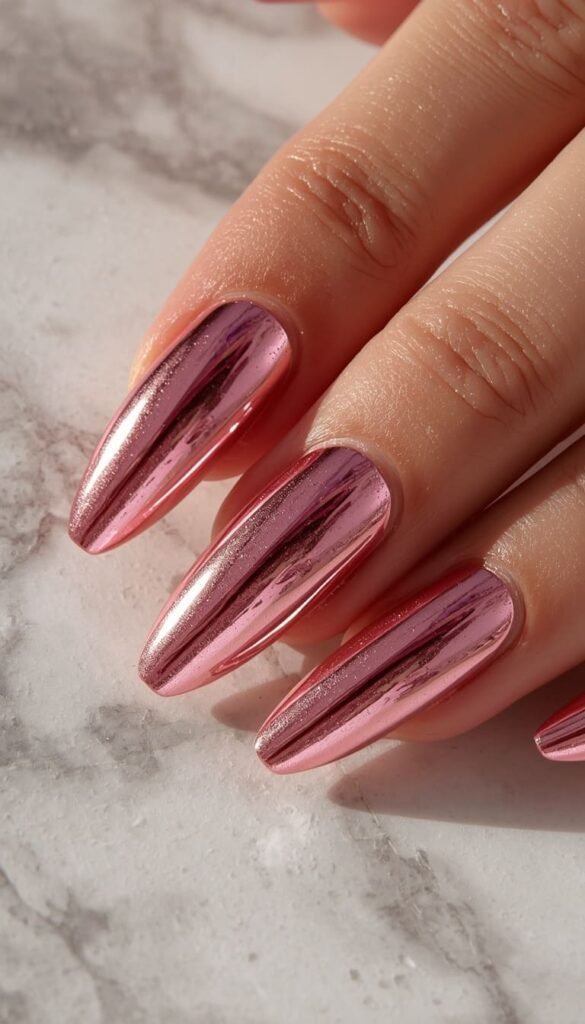 Pink Chrome Nails