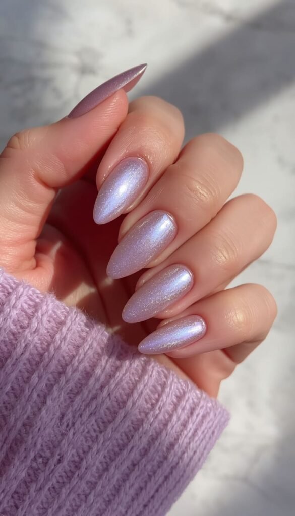 Sheer Lavender Chrome Where Soft Glam Meets Minimalism