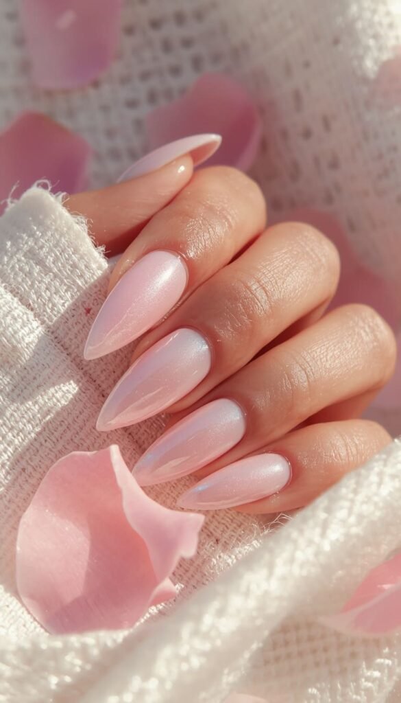 Soft Pink Chrome Nails for a Quiet Luxury Spring Look