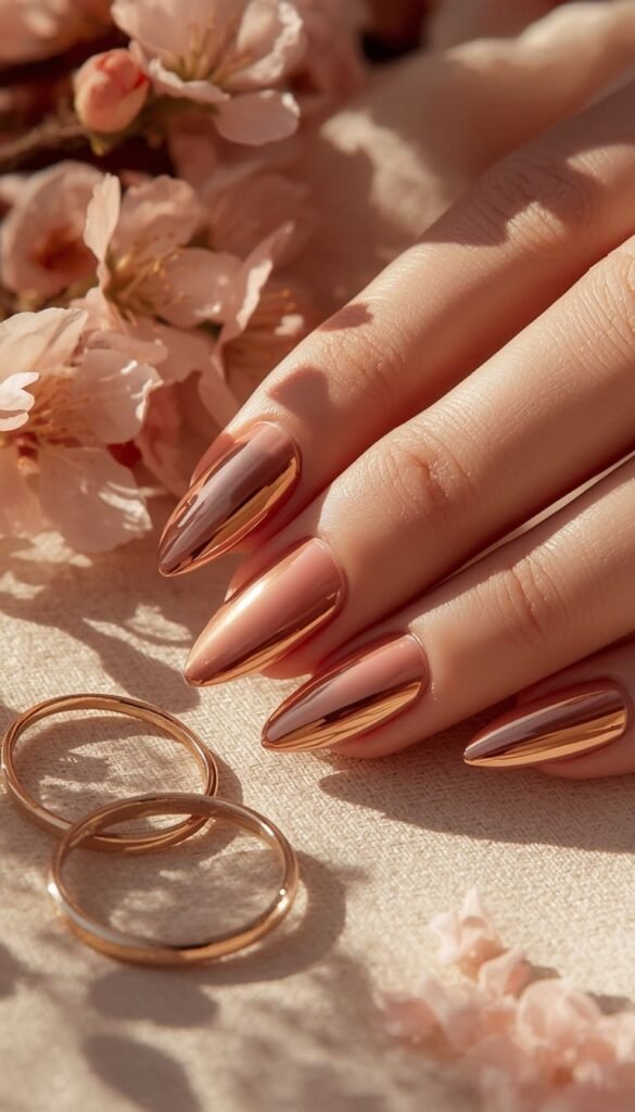 Spring Almond Chrome Nails Best Shape for the Season