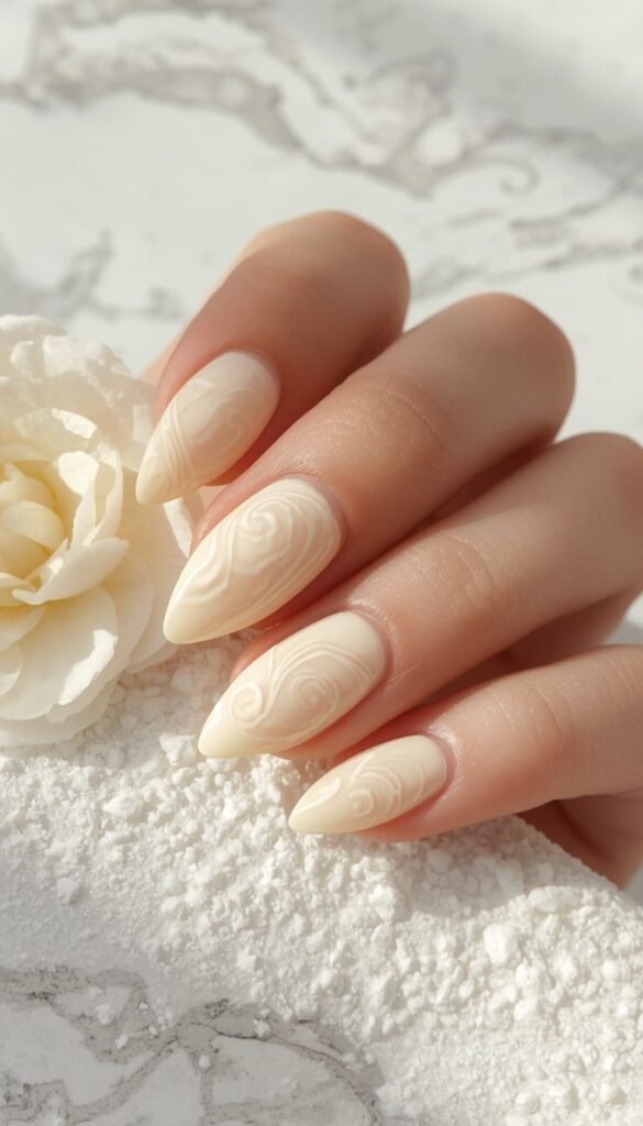 White Swirl Minimalist Mani