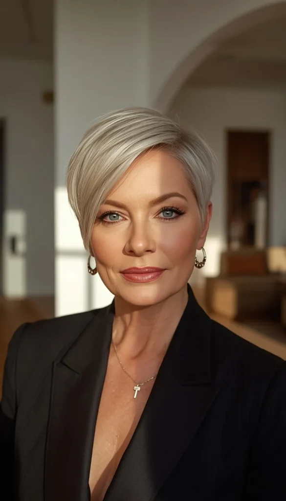 Asymmetrical Pixie Cuts for Older Women Who Want an Edge