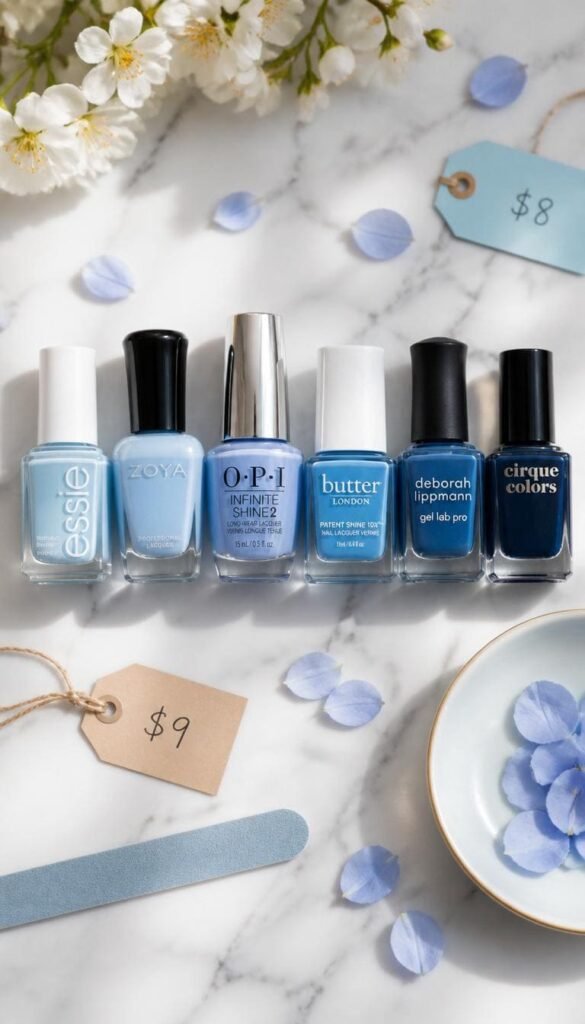 Blue Daisy Nail Art