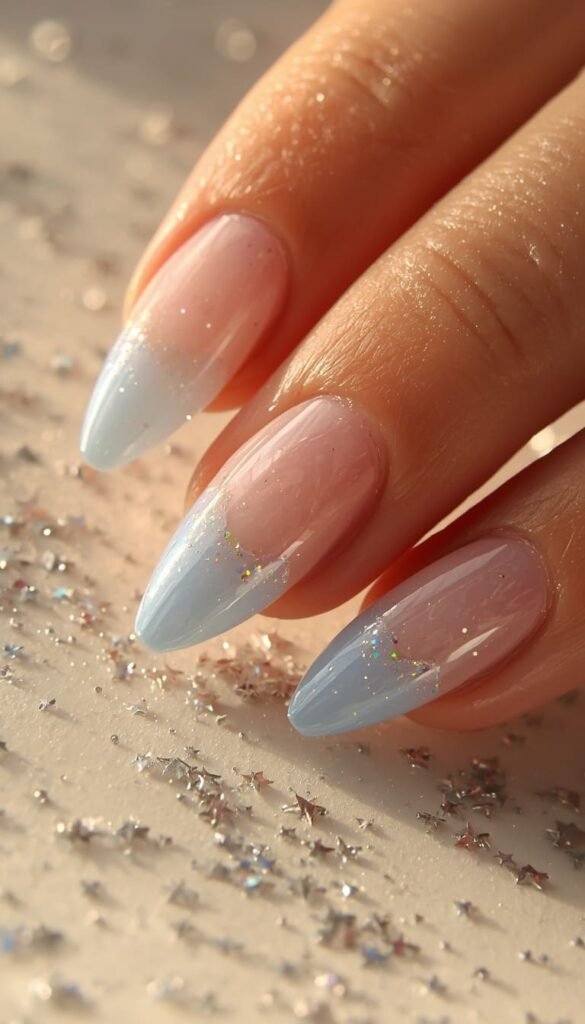 Blue Glitter Gel Nails