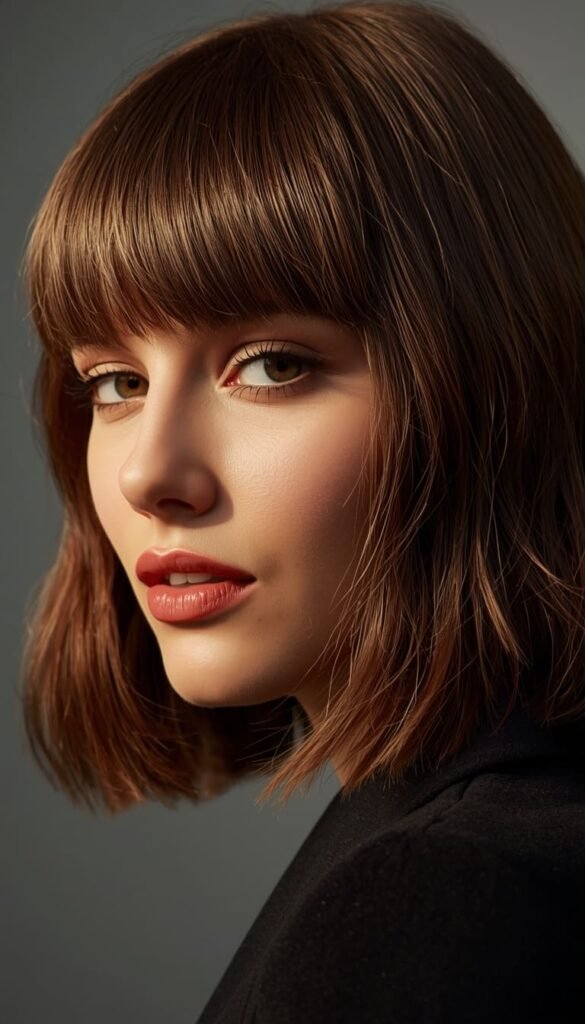 Blunt Fringe with Face Framing Layers