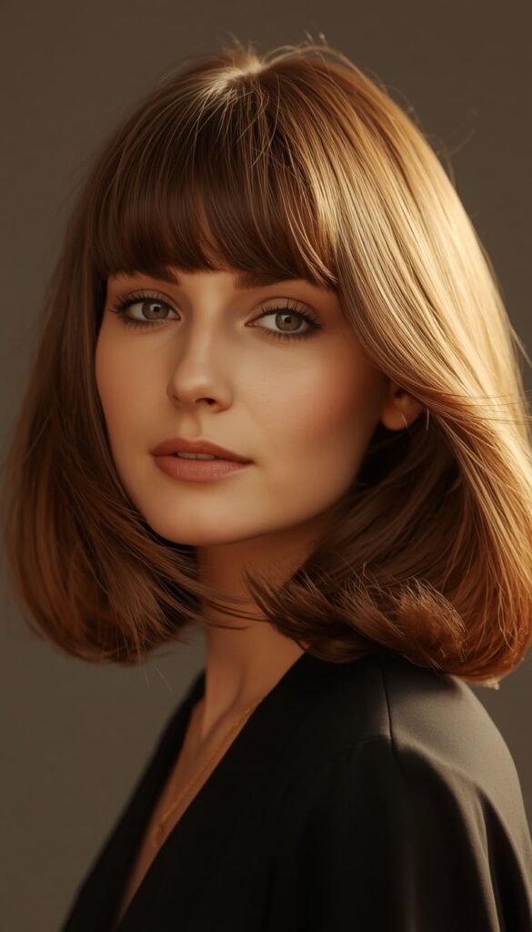 Chic Layered Haircut with Soft Bangs