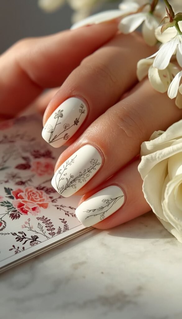 Classic White with Floral Stamp