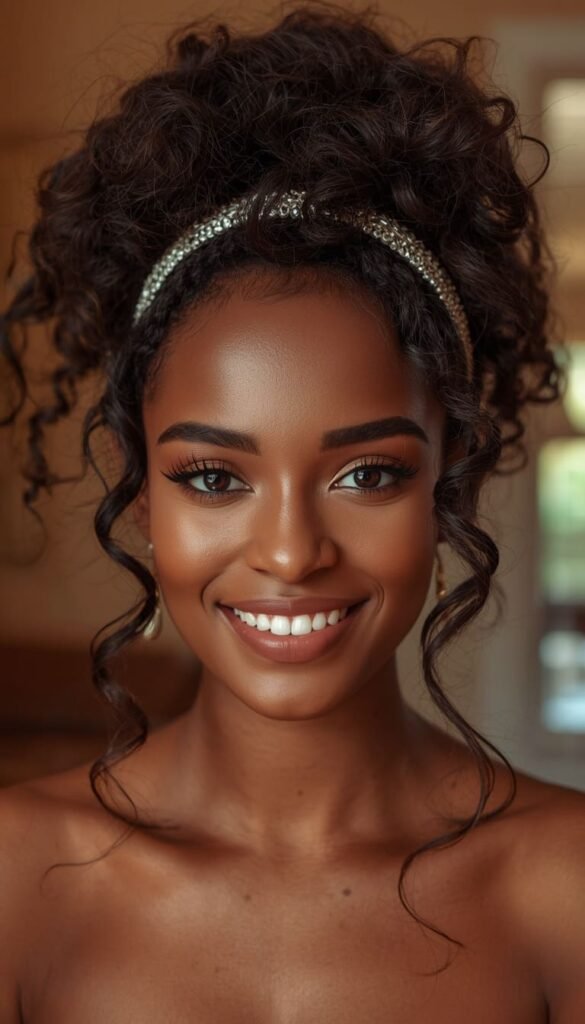 Curly Hair Headband Updo — Making Your Texture Work For You