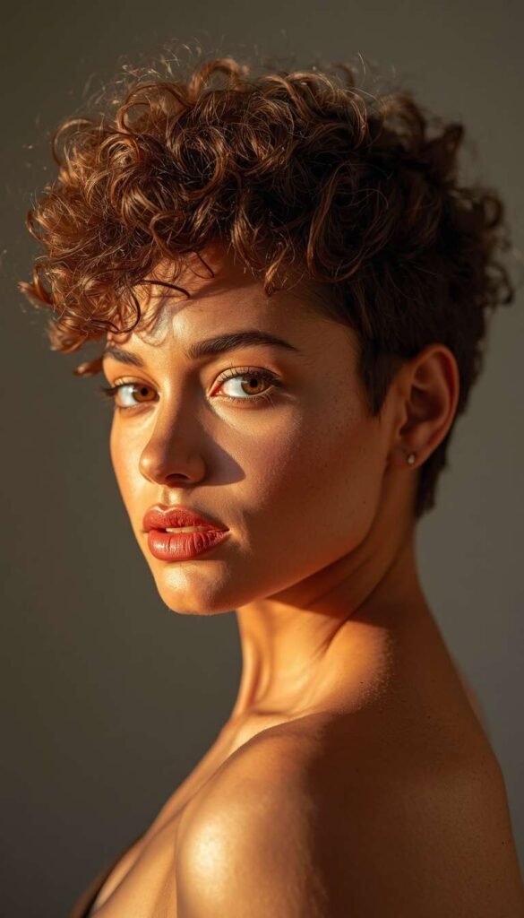 Curly Shaggy Pixie Mullet for Thick Hair