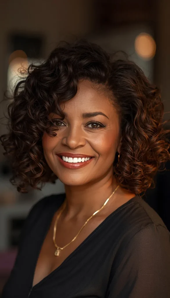 Curly and Wavy Textured Layered Bob