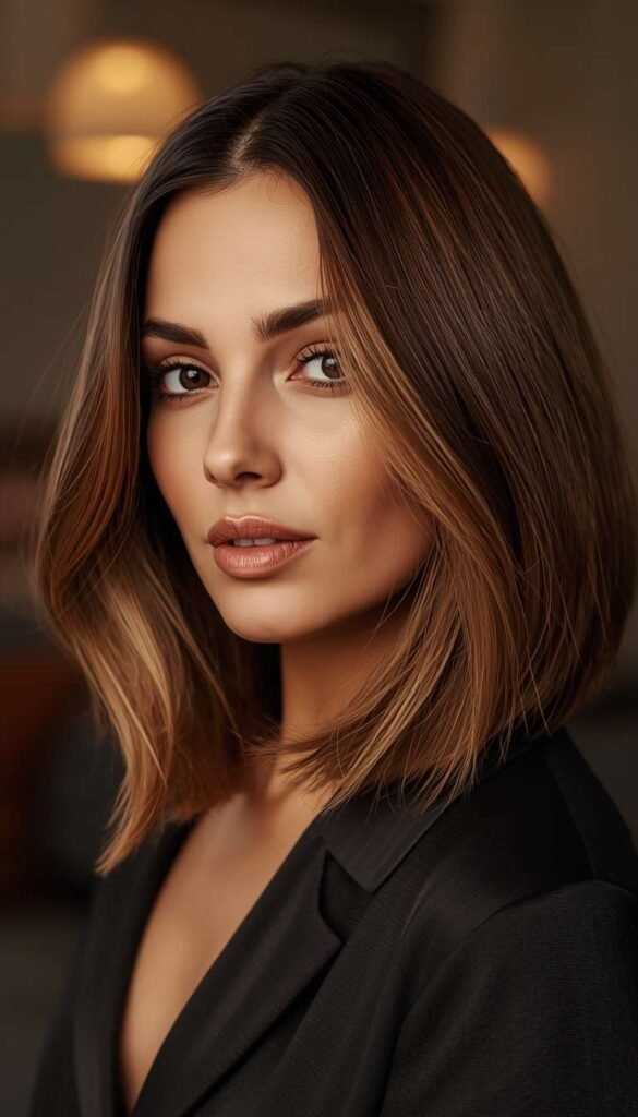 Dark Brown Balayage for Short Hair