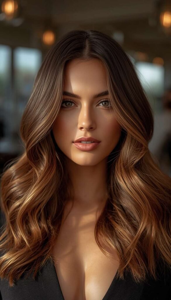 Dark Brown with Caramel Highlights