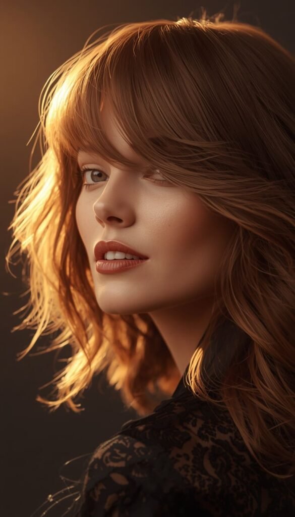 Feathered Layers with Side Swept Bangs