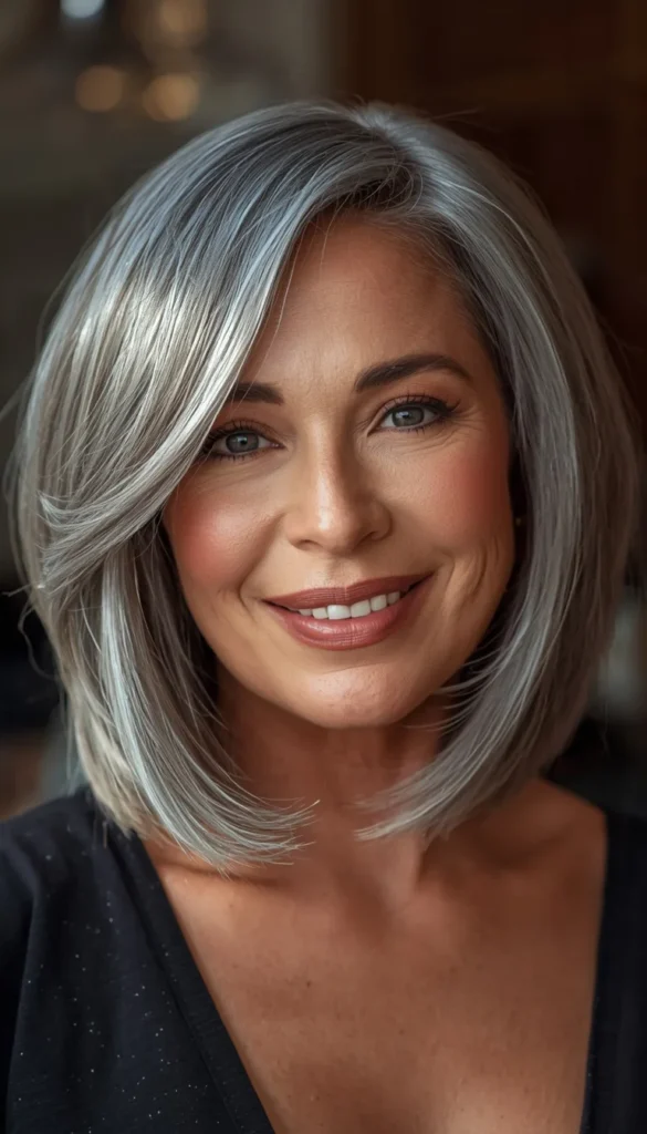 Layered Bob for Gray and Salt and Pepper Hair