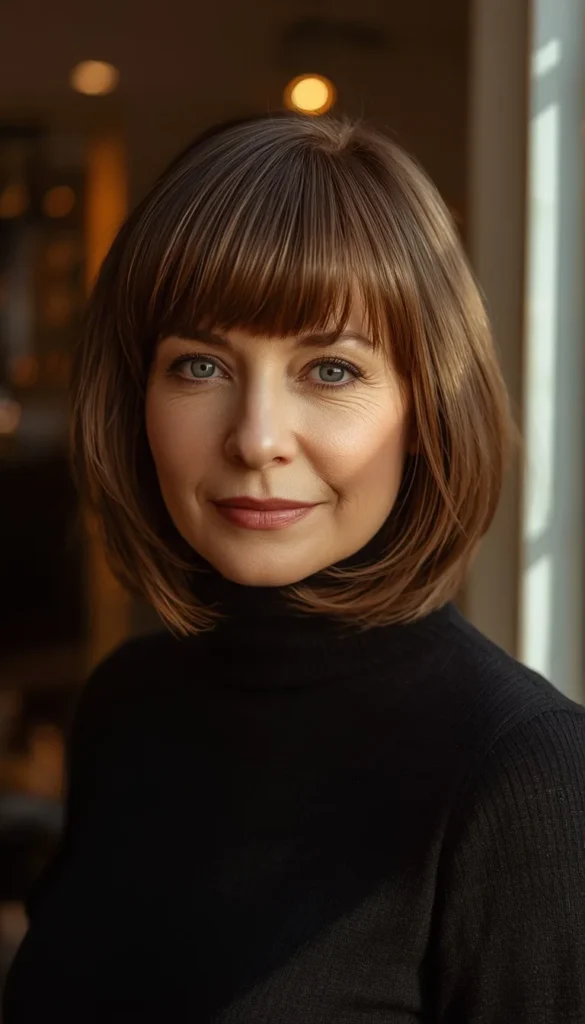 Layered Shag Hairstyle for Women Over 50 with Round Faces