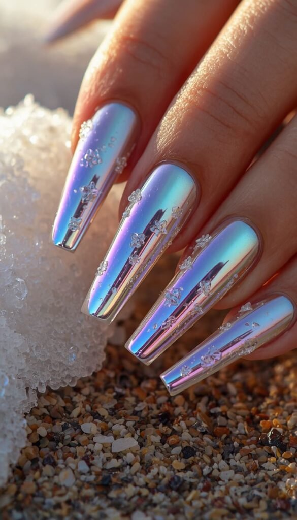 Mermaidcore Aurora Nails — Dimensional Shimmer for Beach Days