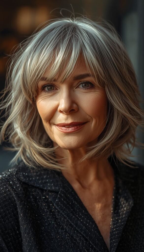 Messy Layered Bob with Curtain Bangs