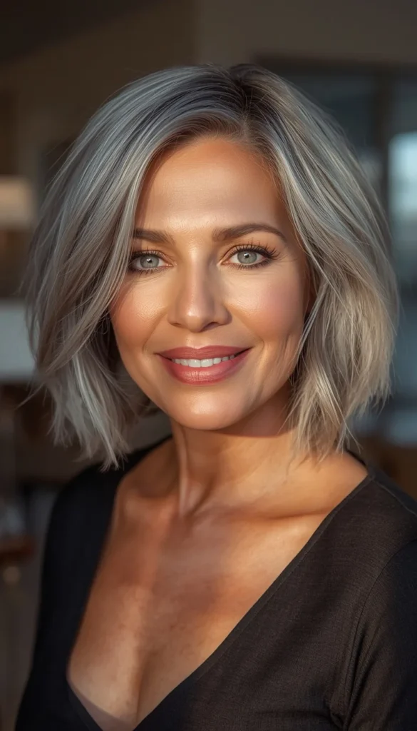 Modern Choppy Bob for Gray and Silver Hair