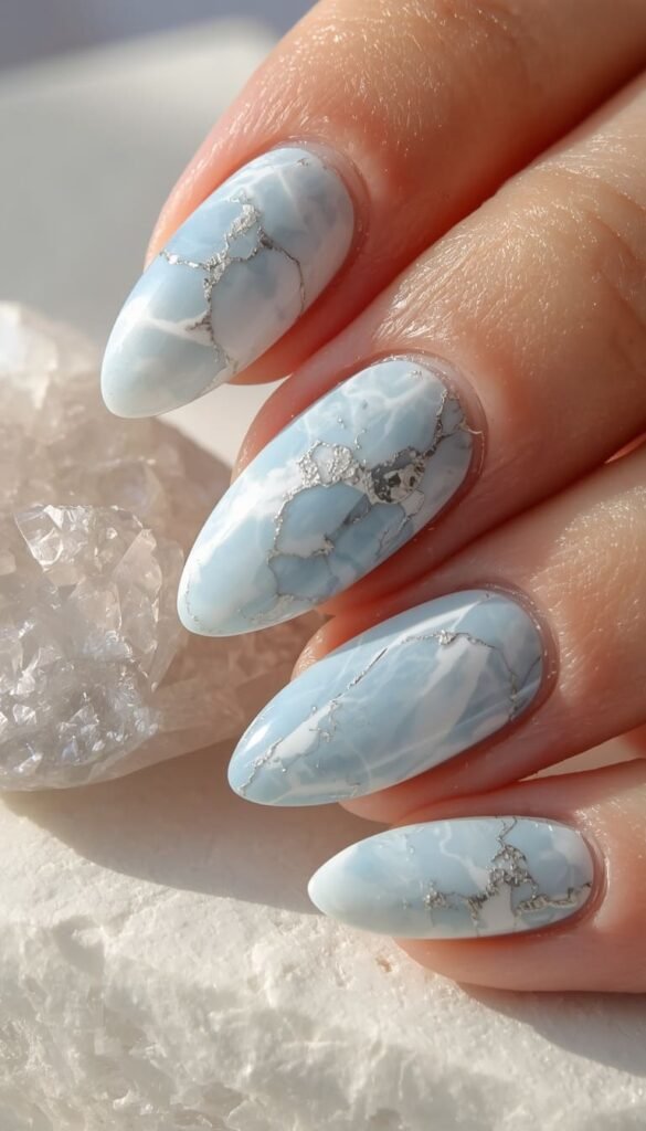 Navy Blue Micro French Tips