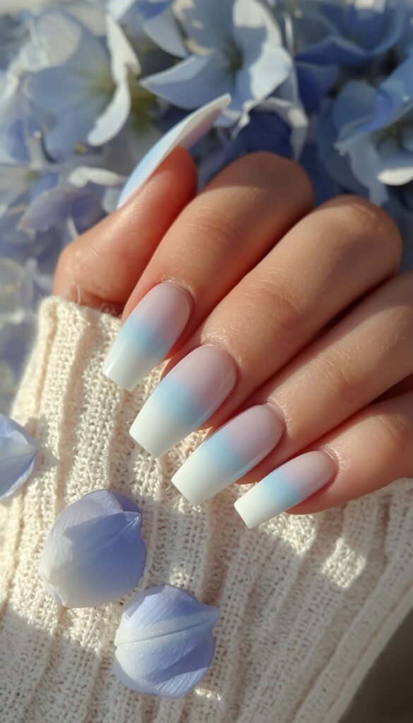 Pastel Blue Ombre Nails