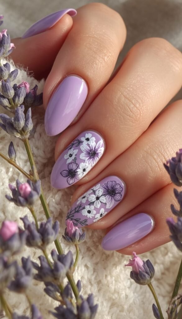 Pastel Purple Floral Nails — Where Spring Really Lives