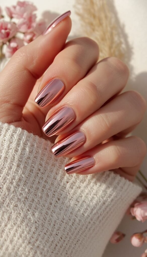 Pink Chrome French Tips