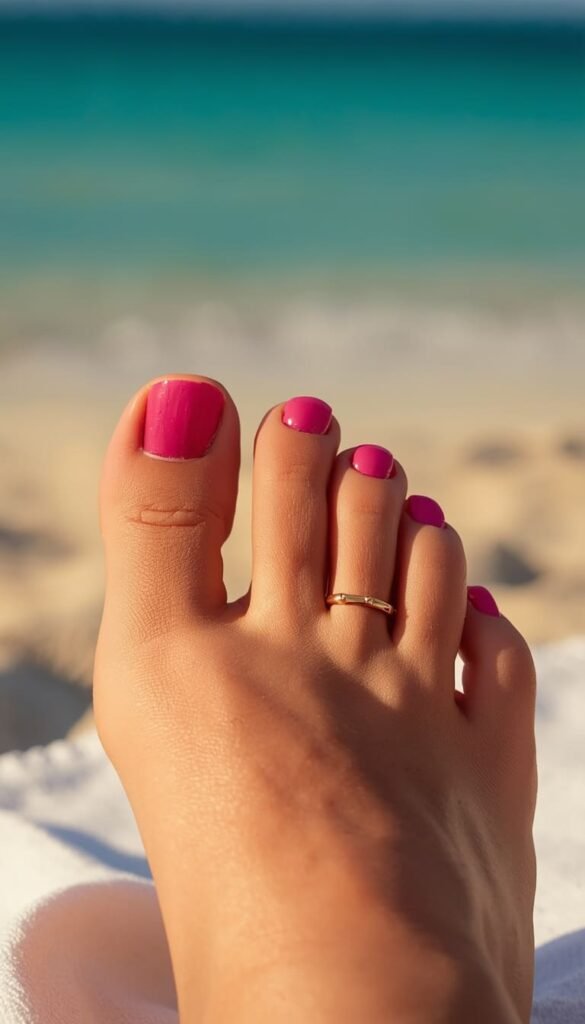 Pink Summer Toe Nails