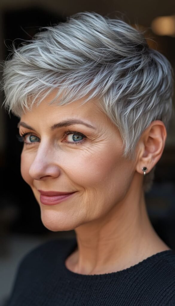 Pixie and Short Hair Gray Blending for Women Over 60